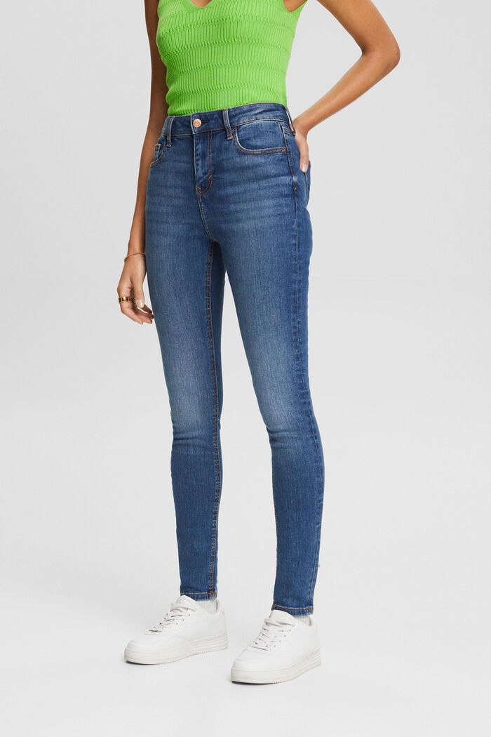 Skinny Jeans mit hohem Bund, BLUE MEDIUM WASHED, detail image number 0