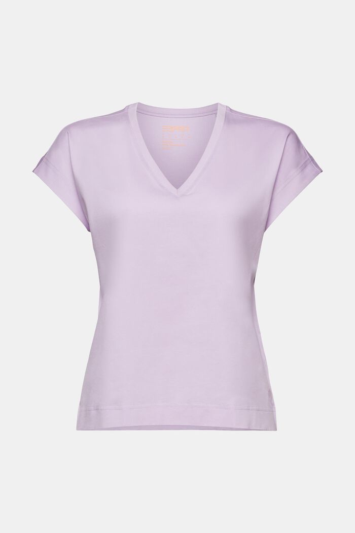 V-Neck-T-Shirt aus merzerisierter Pima-Baumwolle, LAVENDER, detail image number 6